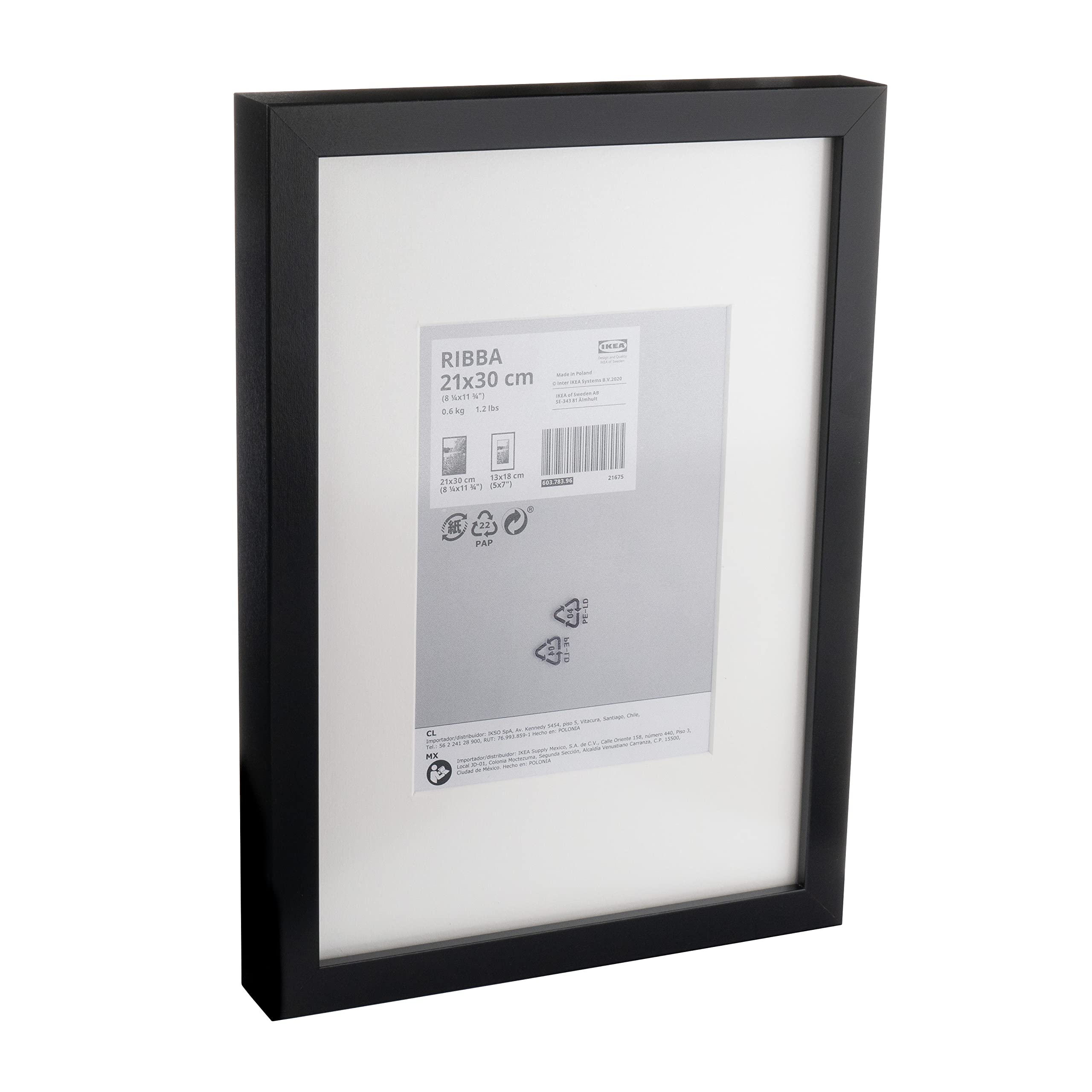 Ikea RIBBA Thick A4 Box Picture Frame, Black, 21 x 30 cm (with 13